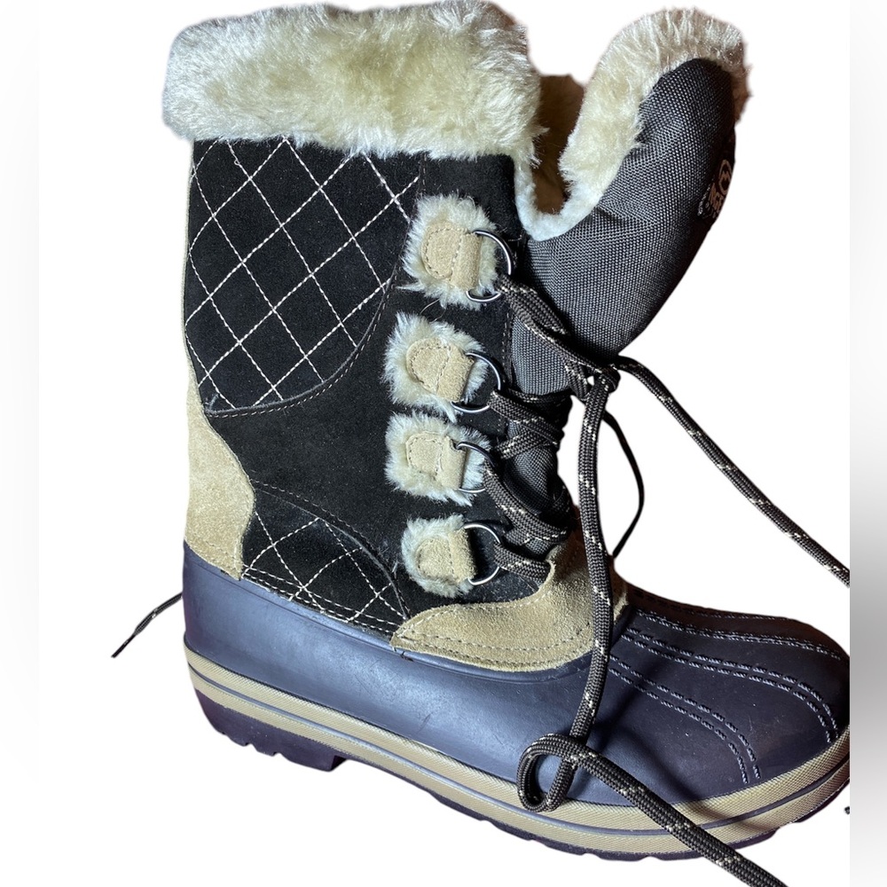 Magellan Women’s Outdoor Boots Thinsulate Lined Faux Fur Size 9 Brown Lace Up